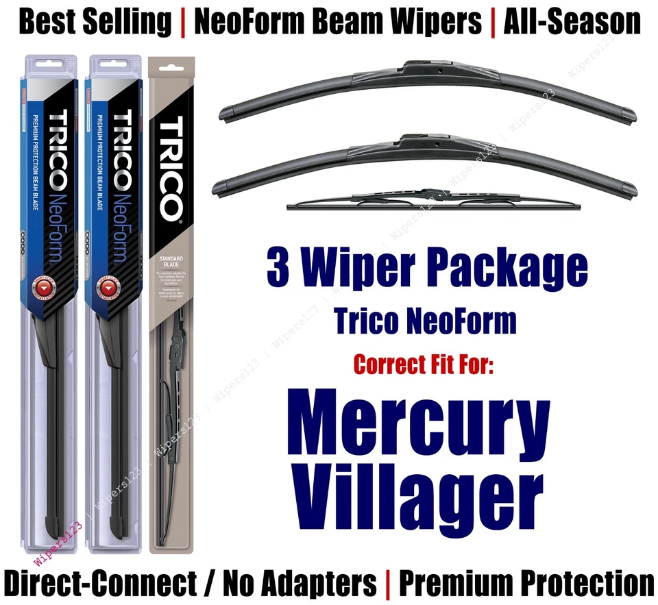 Limpiaparabrisas delantero y trasero 3pk - NeoForm - apto para Mercury Villager 1993-2002 16220x2/30130 Foto 1 de 1