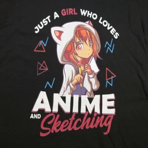 NEW JUST A GIRL WHO LOVES ANIME and Sketching JAPANESE ART T SHIRT Womens XL - Bild 1 von 2