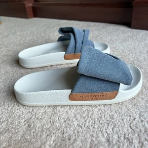 CLERGERIE Paris Wendy White Denim Blue Slide Sandals Slip On EU 39 US 8.5 NWOT - Picture 1 of 10