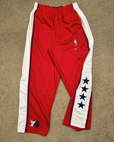 Vintage Nike NBA Philadelphia 76ers Warm Up Sweatpants Red Pants GUC Iverson Cover