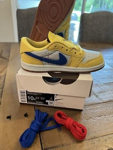 New Travis Scott Jordan 1 Retro OG SP Low Canary Toddler 10c DZ5908-700 - Picture 1 of 13