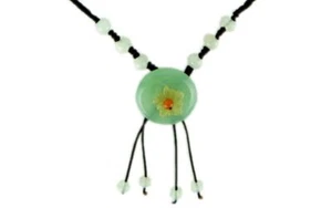 Handgefertigte Damen orientalische chinesische Blumen Jade verstellbare Halskette jneck1 - Bild 1 von 2