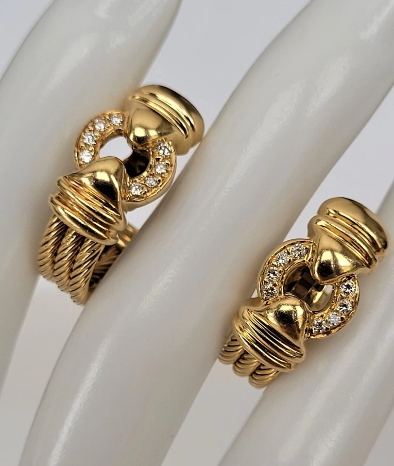 Pendientes tipo argolla de diamantes Charriol de oro amarillo de 18 quilates de 16 g de 25 mm Foto 1 de 1