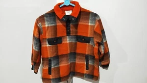 "CHICKEEDUCK" BOYS WOOL BLEND ORANGE / BLACK CHECK TOP ** SIZE 6 - Picture 1 of 2