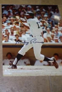 NEW YORK YANKEES CLASSIC MICKEY RIVERS 8X10 BAT SWING AUTOGRAPH AUTO SIGNED COA - Picture 1 of 3