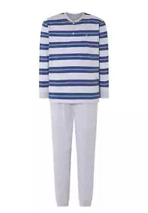 Pijama Hombre Largo Tapeta Punto Rayas - Gris - Foto 1 di 12