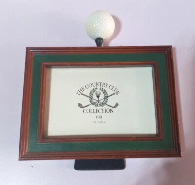 The Country Club Collection Photo Frame Golf Ball Brown Wood Square Tabletop  - Image 1 of 2