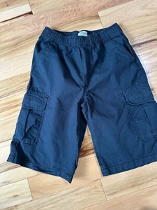 Childrens Place Boy's Black Cargo Shorts Sz 14 Elastic Waist 💯 Cotton - Picture 1 of 6