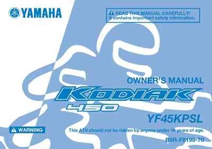 Yamaha Owners Manual Book 2020 Kodiak 450 YF45KPSL - Picture 1 of 12