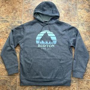 Burton Hoodie Performance Fleece Green Mountain Logo Ski Snowboard Oversize Sm - Picture 1 of 15