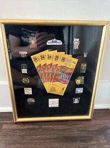 Atlanta 1996 USA Olympiade 5 Tickets und 14 Pins gerahmtes Kunstwerk 15”x13” - Bild 1 von 8
