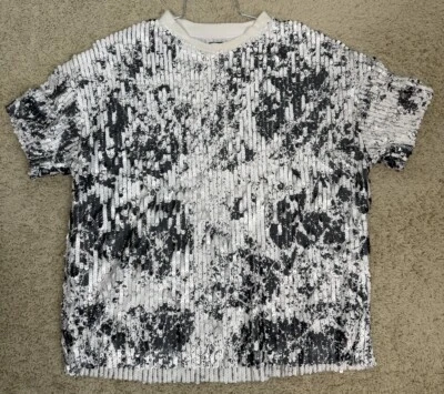 Top SEN Mujer Blanco y Gris Bali Lentejuelas Talla S Forrado Fiesta Vacaciones Foto 1 de 4