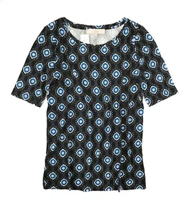 LOFT - Women's M - NWT - Black Medallion Elbow Sleeve Rayon Jersey Tee - Picture 1 of 3