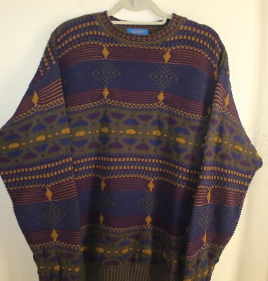 Lobo Pendleton Sz M Southwest Cotton Indian Intricate Tribal Art Crew Sweater - Image 1 of 4