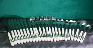 SALEM Christmas Eve Tree Stars Stainless Flatware Holiday White Plastic Handle - Picture 1 of 5