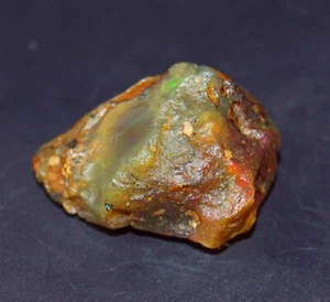 GIE Certified 59.20 Natural Ethiopian Black Opal Welo Fire Rough Loose Gemstone - Picture 1 of 5
