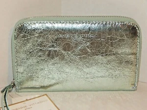 ADRIENNE VITTADINI Mint Green Crackled-Look Zip-Around Wallet Wristlet - RFID!!! - Picture 1 of 5