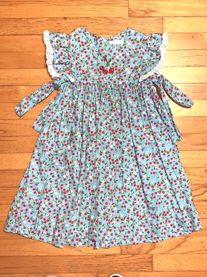 Strasburg Embroidered Cherry Print Ruffle Sleeve Dress Size 5 - Image 1 of 4