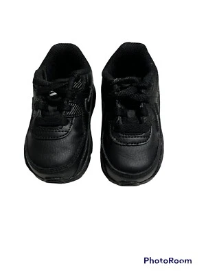 Nike Air Max 90 Zapatos 4c Niños Pequeños Bebé Cuero Negro Atlético Nuevo 833416 001 Foto 1 de 2