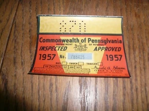 1957 Pennsylvania Inspection Sticker Pa Penna - Feb - Jul - Bus Truck Trailer - Picture 1 of 2