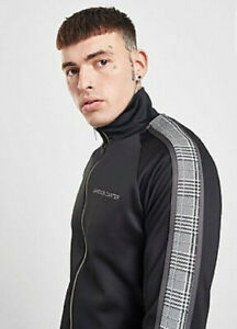 Jameson Carter Mens Zip Designer Hooded Sweatshirt Tape Poly/Cotton Panel Hoodie