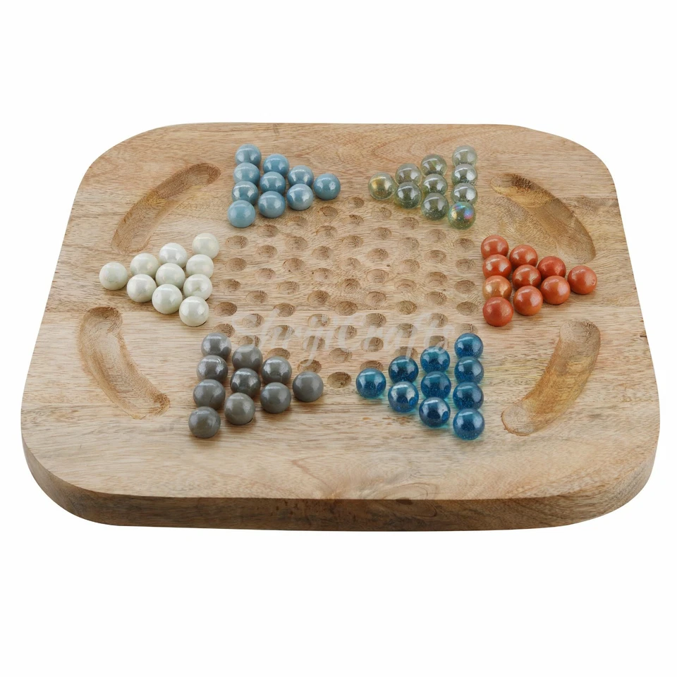 Shriji Wooden Chinese Checkers Brainvita Unique Game Set with 12-inch Board - Image 1 of 4