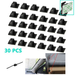 30PCS Mini Self Adhesive Car Wire Clips Rectangle Tie Sticker Cable Cord Holder