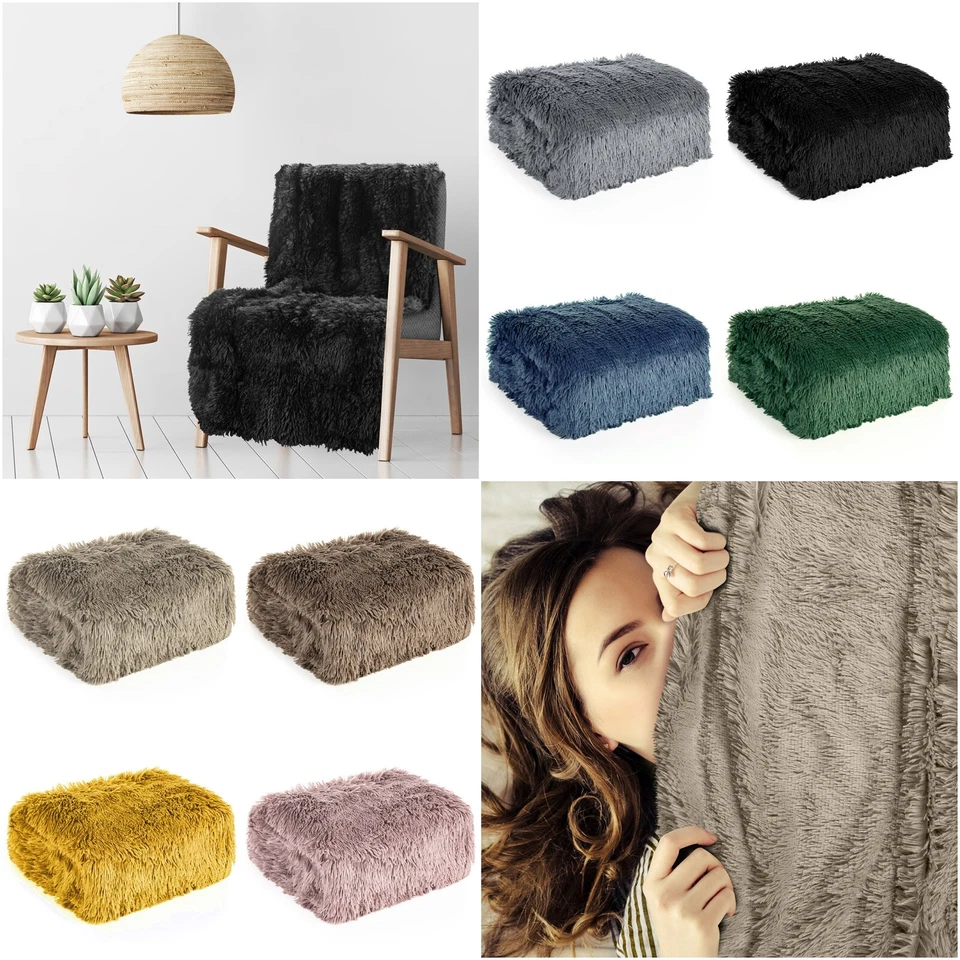 Flauschige Wohndecke Kuscheldecke 150x200 170x210 200x220 70x160 Weiß Braun Grau - Bild 1 von 1