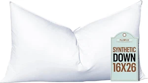 Synthetic down Pillow Insert - 16X26 down Alternative Pillow, Ultra Soft, Large - Picture 1 of 10