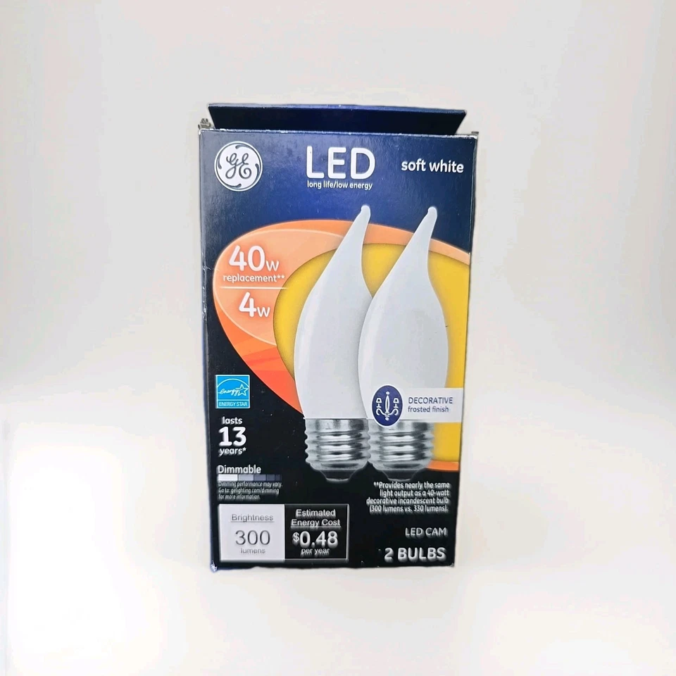 GE Classic LED 40 Watt Replacement, Soft White, CA11 Deco - Candle Bulbs 2 Pack - Image 1 of 1