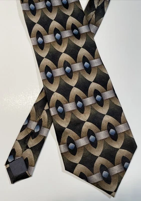 Gravata masculina JOSEPH & FEISS 60x4,1 geométrica 100% seda vintage multicolorida - Imagem 1 de 4