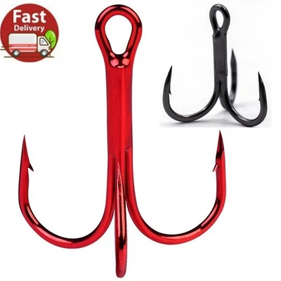 100PCS Strong High Carbon Steel Treble Hooks Fishing Triple Lures Hooks 2#-2.0# - Image 1 of 4