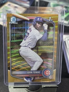 2025 Bowman Chrome Juan Tomas Gold Wave Refractor /50 1st Bowman Chicago Cubs - Bild 1 von 3