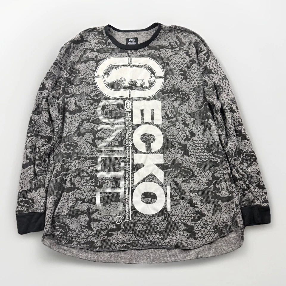 Camisa de manga larga Ecko Unltd 5XL negra gris logotipo gráfico rinoceronte ropa de calle para hombre Foto 1 de 4