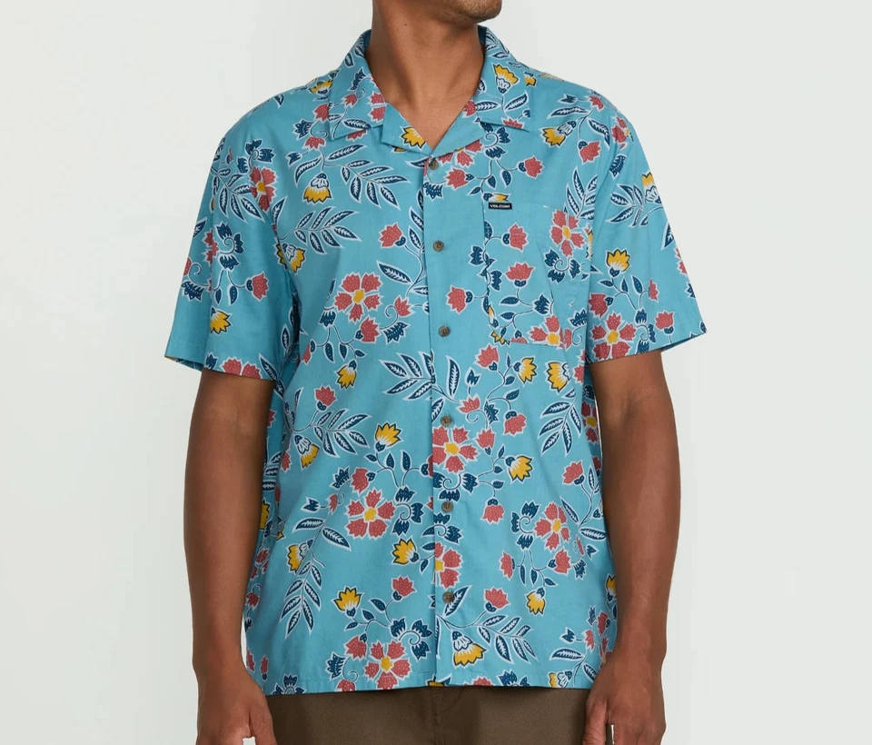 VOLCOM OFFERING Men's S/S Woven Shirt - Blue - XXL - NWT - Image 1 of 4