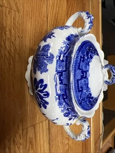 Vintage Allerton's Blue Willow Zuckerdose mit Deckel – England – Transferware 1831 - Bild 1 von 5
