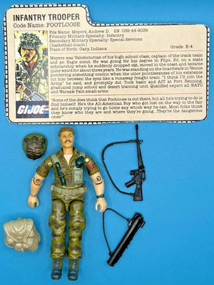 Figura de acción Footloose v1 1985 100 % completa de colección GI Joe ARAH con tarjeta de archivo Foto 1 de 4