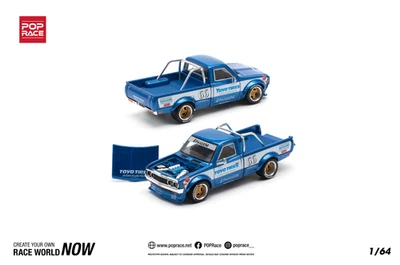 1:64 Datsun 620 Ute PANDEM -- Blue/White Toyo Tires -- Pop Race - Image 1 of 4