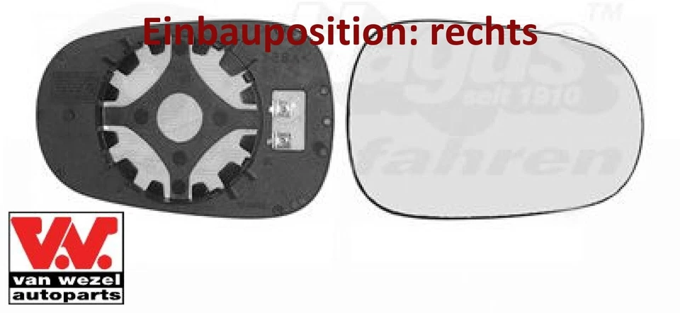 VAN WEZEL 4323838 Spiegelglas für Außenspiegel rechts für Renault  - Bild 1 von 1