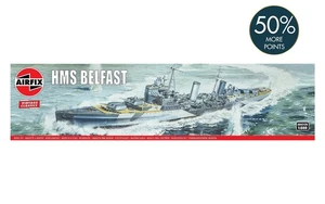 Airflix A04212V 1/600 HMS Belfast Town Class Batch 3 Cruiser Ship Model Kit - Picture 1 of 1