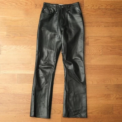 AGOLDE Cuero Reciclado Relajado Bota Pantalones Detox Negro Talla 23 Hecho en EE. UU. USADO EN EXCELENTE ESTADO Foto 1 de 4