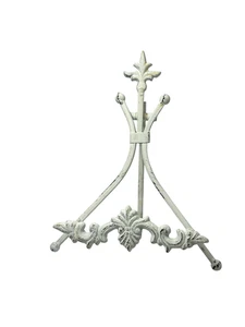 Vintage Decorative Metal Easel White Distressed Plate Stand Book Display 10.5X8" - Picture 1 of 6