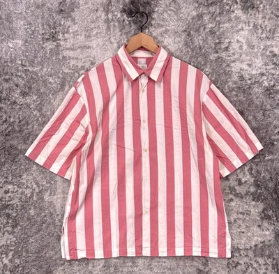 Sandro Shirt Large Mens Pink Nautical Stripe Stretch Cotton Button Down - Image 1 of 4