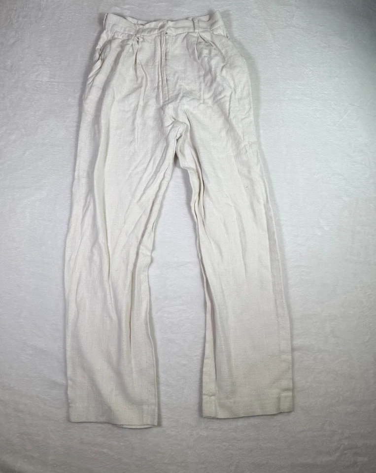 Vintage Calvin Klein Classifications Silk Pants Women’s 8 Ivory Pleated - Image 1 of 4