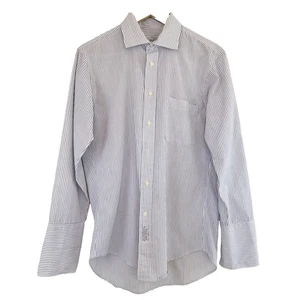 Christian Dior Fitted Men’s Dress Shirt Blue White Stripe Sz 15.5 32 Button Down - Picture 1 of 9