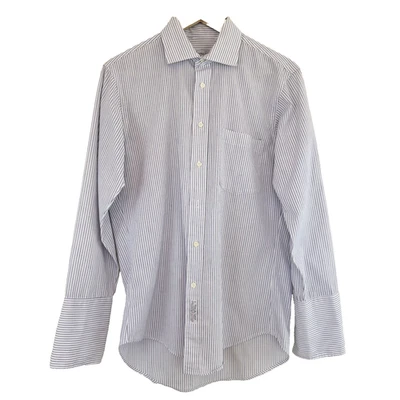 Christian Dior Fitted Men’s Dress Shirt Blue White Stripe Sz 15.5 32 Button Down - Image 1 of 4