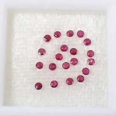 Qty 20 Pieces Round 1.75 mm Red-Pinkish Natural Ruby Gemstone, 0.64 carat - Image 1 of 4