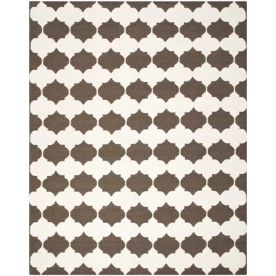 SAFAVIEH Dhurries DHU624C Handwoven Brown / Ivory Rug - Image 1 of 4