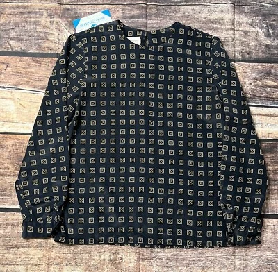 Винтажный Leslie Fay галантереи длинным рукавом блузка верхний женский размер 8 геометрический - Изображение 1 из 4