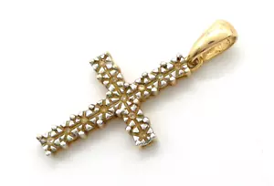 Anhänger 585 GOLD 14 Karat Gelbgold Bicolor pendant Diamanten Kreuz G0322/25 - Bild 1 von 6